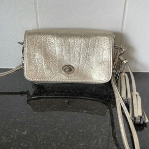 COACH silver cross body bag.
